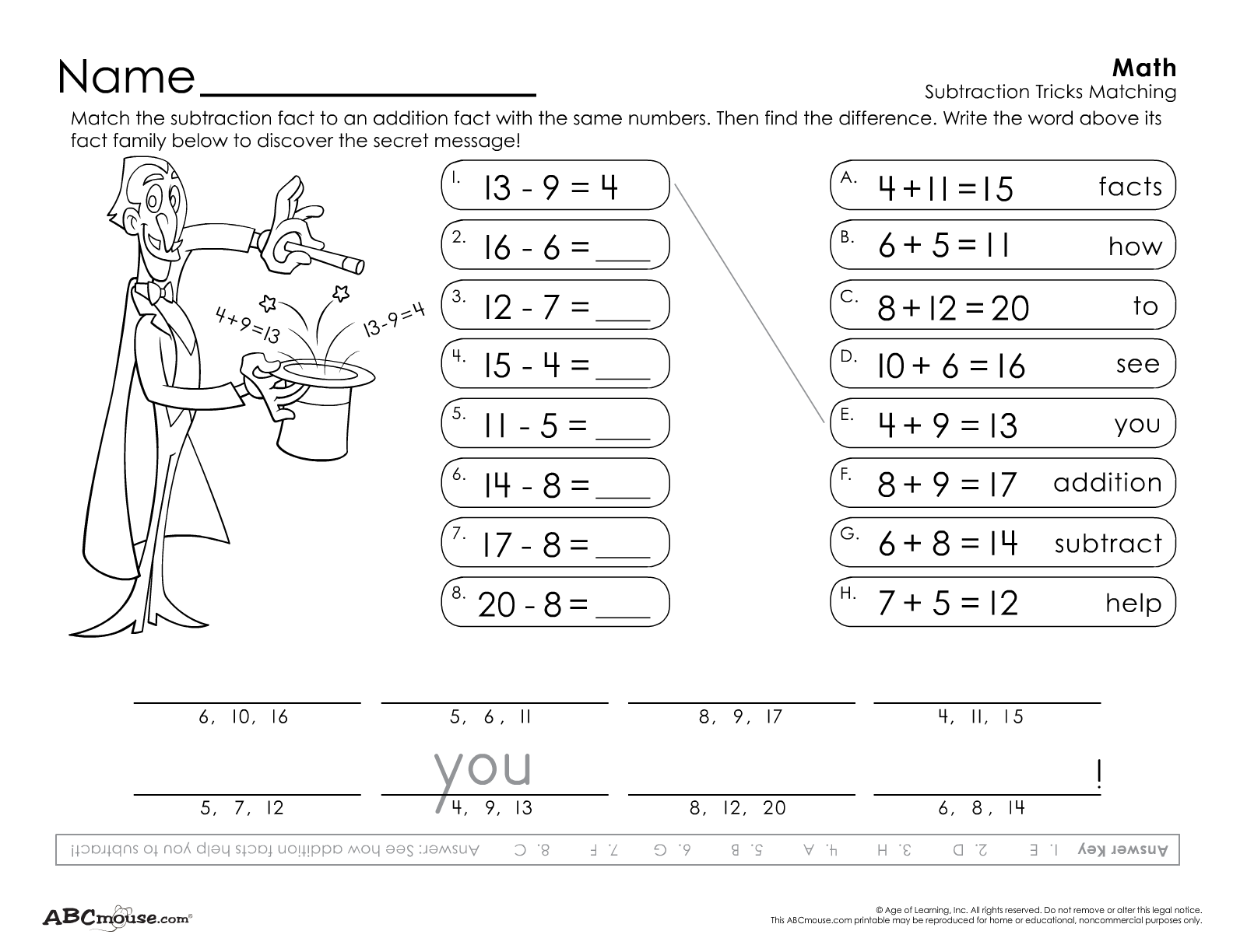 Tricky Subtraction Math Print
